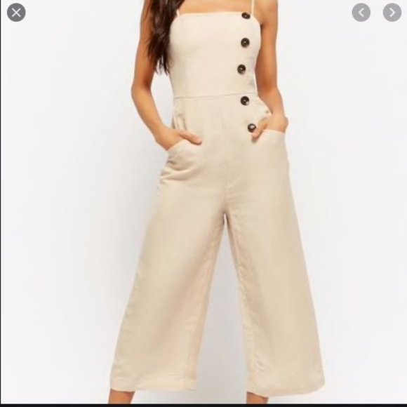 Forever 21 Linen Blend Culotte Jumpsuit - Picture 2 of 8